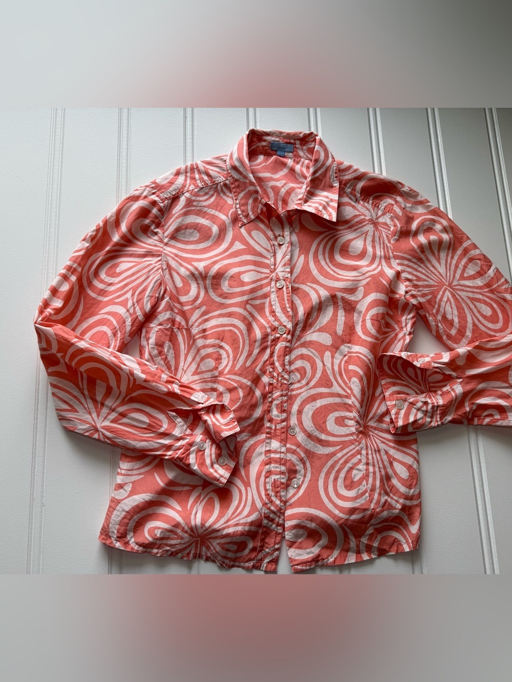 J.McLaughlin Silk Cotton Blend Button Down Shirt 8 Women 1972